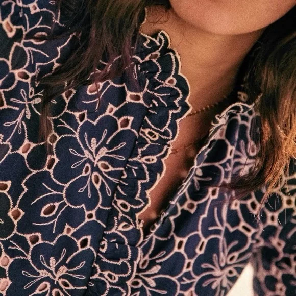 Sezane Navy Mathilda Shirt - Picture 3 of 8